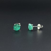 VANTJ Real Natural Emerald Earrings Sterling 925 Silver Elegant Fine Jewelry For - £38.37 GBP