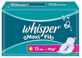 Whisper Maxi Fit Sanitary Pads Large Wings - 15 Piece Pack, Free shipping world - £16.24 GBP