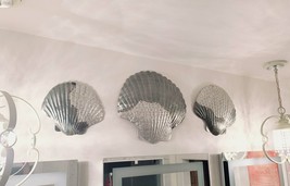 Silver Filigree Capiz Green Nautical Sea Shell Clams 3 Sizes Set Wall Decors - £56.21 GBP