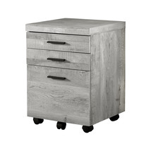 Monarch Specialties 3 Drawer Grey Reclaimed Wood Filing Cabinet on Castors - $222.50