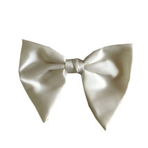 Vintage Large White Satin Clip On Bow Tie 1970&#39;s - £12.82 GBP