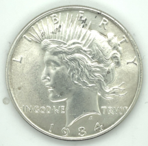 1934 $1 Silver Peace Dollar in Choice BU Condition, Excellent Eye Appeal... - $222.74