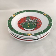 Gibson Everyday Christmas Green Rim White 6 3/4&quot; Bread Salad Side Plates... - $14.85