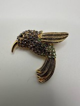Vintage Monet Hummingbird Brooch Rhinestone 4cm - £23.74 GBP