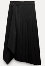 Zara Bnwt 2023. Black Midi Asymmeric Skirt Pleated Mid Rise. 4437/295 - £109.30 GBP