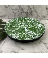 Vintage Enamel Metal Divided Dinner Plate Splatter Swirl Green Granitewa... - $58.40