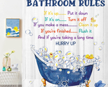 Bathroom Rules Kids Shower Curtain 60Wx72H Inches Girls Boys Funny Teen ... - £25.81 GBP