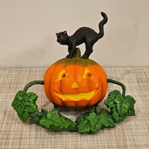 Dept 56 Halloween Pumpkin Jack-O-Lantern w/ Black Cat Eyes Light -Spooky... - £17.41 GBP