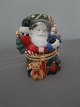 Traditions Porcelain Christmas Santa Toys Hinged Keepsake Box Trinket Figurine  - £20.49 GBP