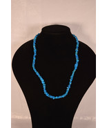 Vintage Long Turquoise Nugget Necklace Silver Beads 24&quot; - $70.40 CAD