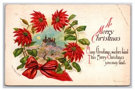 Merry Christmas Poinsettie Ellen Clapsaddle Goffrato DB Cartolina Z5 - £5.33 GBP