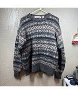 Vintage John Ashford Men’s XL Gray Crew Neck Lambs Wool Fair Isles Sweater - $43.95