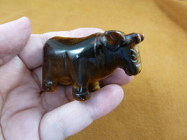 Y-COW-707 Tiger&#39;s eye Jersey COW dairy gemstone figurine CARVING stone love cows - £14.05 GBP