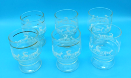 Vintage Anchor Hocking Amish Horse &amp; Buggy Lowball Orange Juice Glasses ... - $19.73