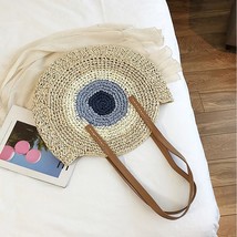 Handmade Woven Summer Beach Round Straw Bags for Women Rattan Shoulder Female 20 - £37.64 GBP