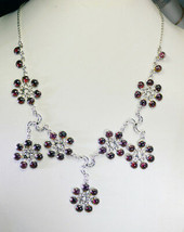 charming Garnet 925 Solid Sterling Silver Red Necklace Natural jewellery US gift - £39.55 GBP
