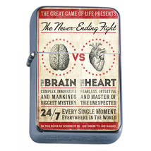 Vintage Poster D212 Flip Top Oil Lighter Wind Resistant Flame Brain vs The Heart - $14.80
