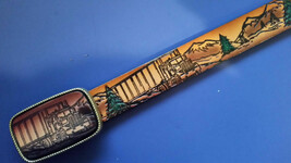 TRUCK 18 Wheeler BELT &amp; Matching LeatherTRUCK buckle Sizes 28&quot;-52&quot; waist - $39.55