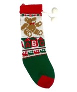 Vintage Baby ABC Knit Christmas Teddy Bear Sweater Stocking 17” Retro Cl... - £18.71 GBP