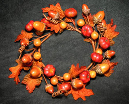 Fall Candle Ring with Acorns, Leaves, Pumpkins - £5.53 GBP