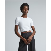 Everlane Womens The Supima Micro-Rib Crew Neck T Shirt Top White S - £19.27 GBP