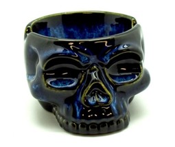 Midnight Blue Skull 3323 Ceramic 3D Sculpted Catchall Bowl Ashtray Cone ... - $28.71