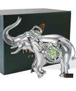 Chrome Plated Silver Elephant w/Open Mouth Ornament w/Mint Green-Clear-C... - $21.99