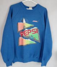 Vintage 80&#39;s Pepsi Snowboarding Skiing Blue Colorful Sweatshirt Size XL - £38.15 GBP