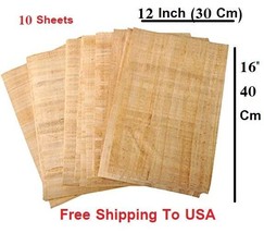 10 Egyptian Organic Papyrus Handmade Blank Sheets 12*16 Natural Texture ... - £41.08 GBP