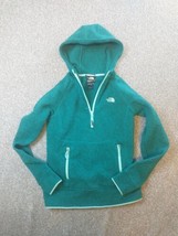 The North Face Women&#39;s Small Fleece Full Zip Lightweight Hooded Sweatshirt Green - £11.75 GBP