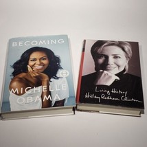 Lot of 2 HC Books Becoming Michelle Obama Living History Hillary Rodham Clinton - £10.18 GBP