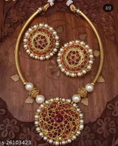 Jawaharat Gold plated  kundan Necklace and Earrings Elegant Jewellery set D - £16.45 GBP