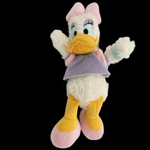 Disney Parks Daisy Duck 12&quot; Pink Bow Purple Shirt Soft Eyes Stuffed Plush 3+ - £6.73 GBP