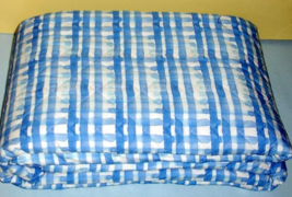 Sferra Plaidino Twin Quilt Blue Plaid 100% Cotton Percale Clearwater NEW - $228.90