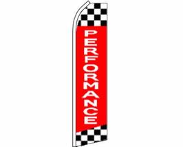 Performance Red &amp; White With Checkered Swooper Super Feather Advertising Flag - £19.89 GBP