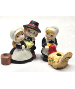 Vintage Pilgrim Family Salt &amp; Pepper Shaker Set - Thanksgiving Country R... - $14.50