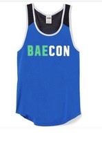 Victoria&#39;s Secret PINK mesh racerback tank top blue beach gym XS Oversized - $9.41