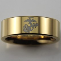 Free Shipping Hot Sales 8MM Golden Pipe Army Ring USMC Design Men&#39;s Tungsten Com - £28.93 GBP