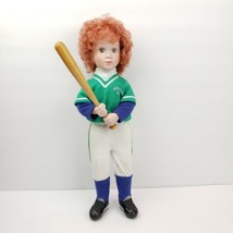 Slugger #10 Girl Softball Player Ceramic Doll Bat Baseball Red Hair Green Eyes - £20.55 GBP