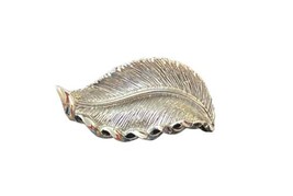 Vtg 2&quot; Signed Gerrys Leaf Brooch Pin Textured Silver Tone Metal Costume Jewelry - $7.99