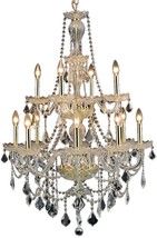 Chandelier GISELLE Transitional 12-Light Crystal Gold Glass Royal-Cut Wire - £919.90 GBP