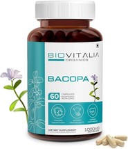 Biovitalia Organics Natural Bacopa Supports Brain Functions - 60 Capsules - £20.72 GBP