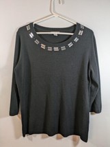 Mercer Street Studio Black 3/4 Sleeve Sweater Acrylic Large Soft Rhinest... - $9.90