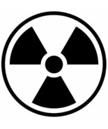 RADIATION SYMBOL Full Color Printed Sticker - size: 4&quot;, color: WHITE/BLA... - $3.95