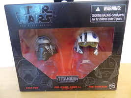 Star Wars Black/Titanium Series Diecast Helmets Kylo Ren &amp; Poe Dameron  - £15.73 GBP