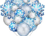 60 Pieces Winter Theme Balloons Set, Includes 50 Pieces Snowflakes Latex... - £15.71 GBP