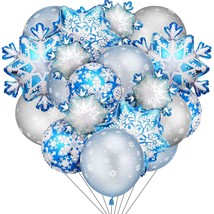 60 Pieces Winter Theme Balloons Set, Includes 50 Pieces Snowflakes Latex Balloon - £15.97 GBP