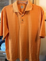 Lone Cypress By Pebble Beach Men’s M Orange SS 1/4 Button Polyester Golf Polo - £11.30 GBP
