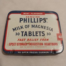 Vintage Phillips Mint Flavored Milk Of Magnesia Tablets Tin ~ Contains T... - $9.95