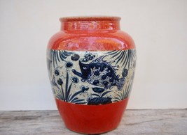 Antique Chinese Carp Bass Fish Aquarium Crackle Glaze Vase Jar 10.5 Inches tall - $899.99